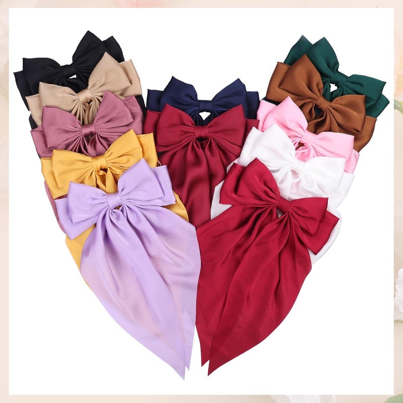 MRJ 2 Pcs Silky Satin Hair Bows Big Hair Ribbons for Women Large Hair Clips for Girls Hair Accessories Barrettes Metal Clips Bowknot Aesthetic - Image 5